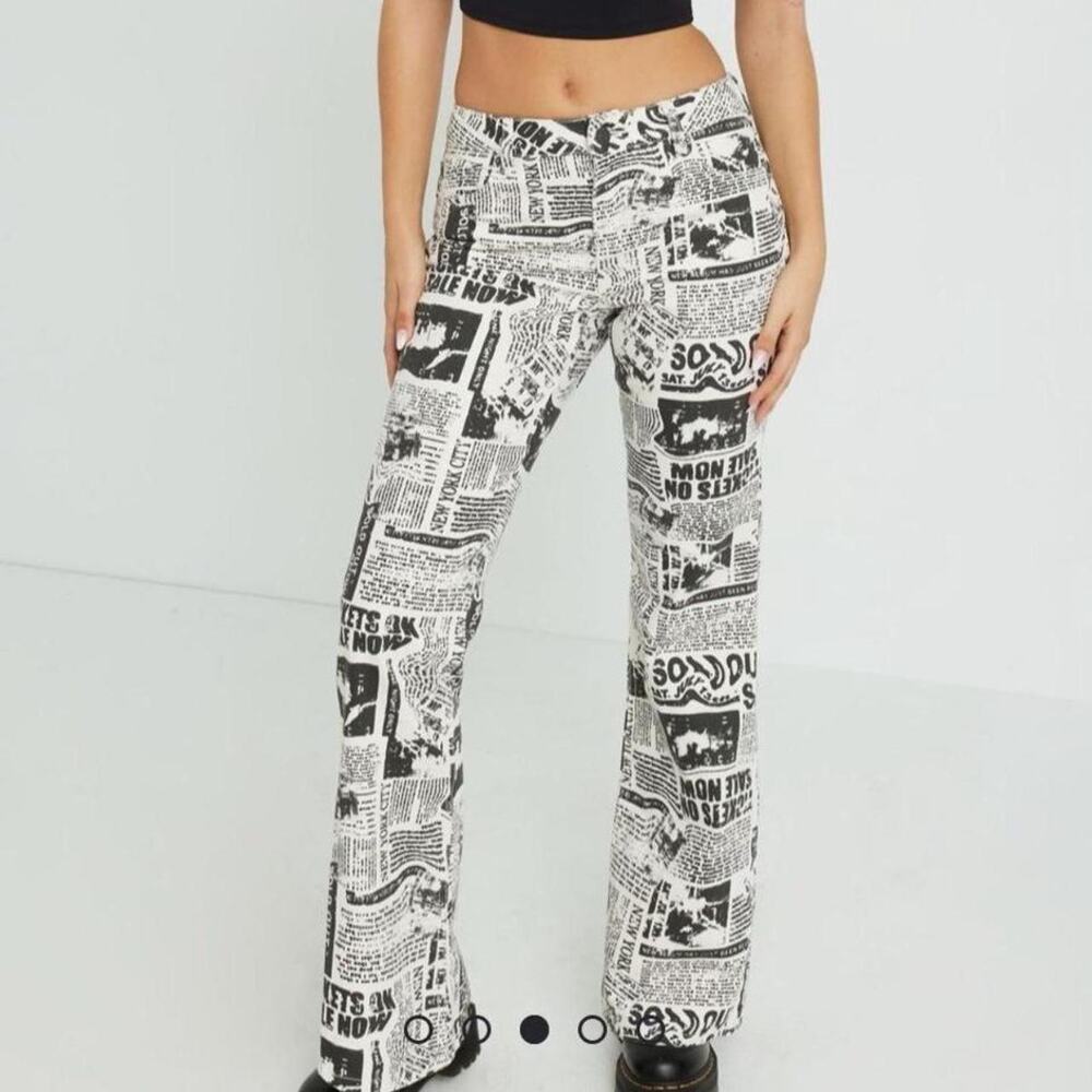 Garage denim black white jeans newspaper low rise